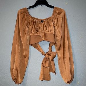 burnt orange silky crop top